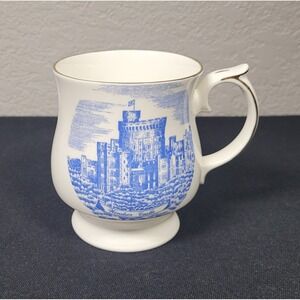 Vintage Crown Trent Windsor Castle Mug Blue White Transferware Fine Bone China